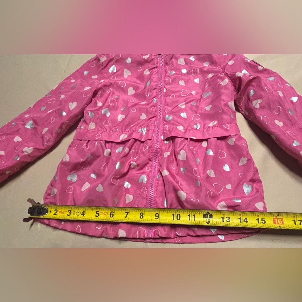 DKNY Pink Kids Raincoat with Heart Pattern - Picture 6 of 16
